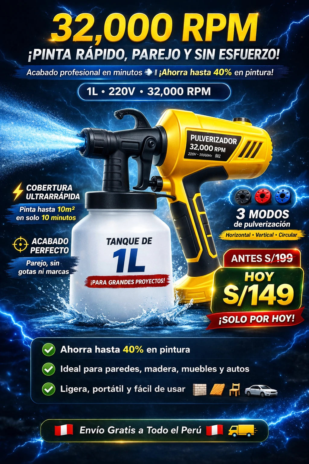 Pulverizadora portátil de pintura